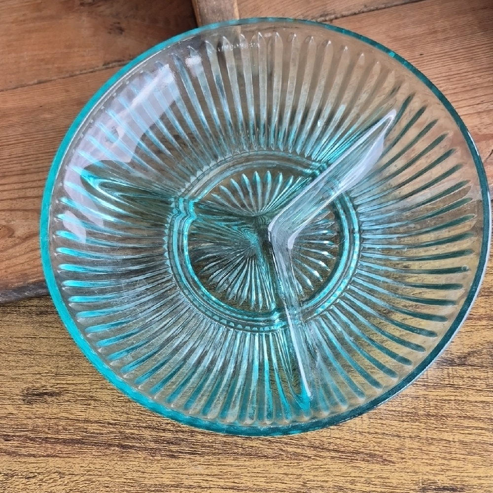 Turquoise Aqua Kig Indonesian Vintage Divided Dish